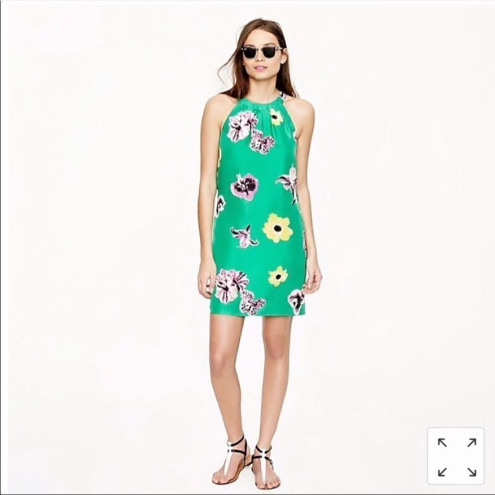 J. Crew Circle Neck Printed White and Navy Dress - Picture 3 of 11